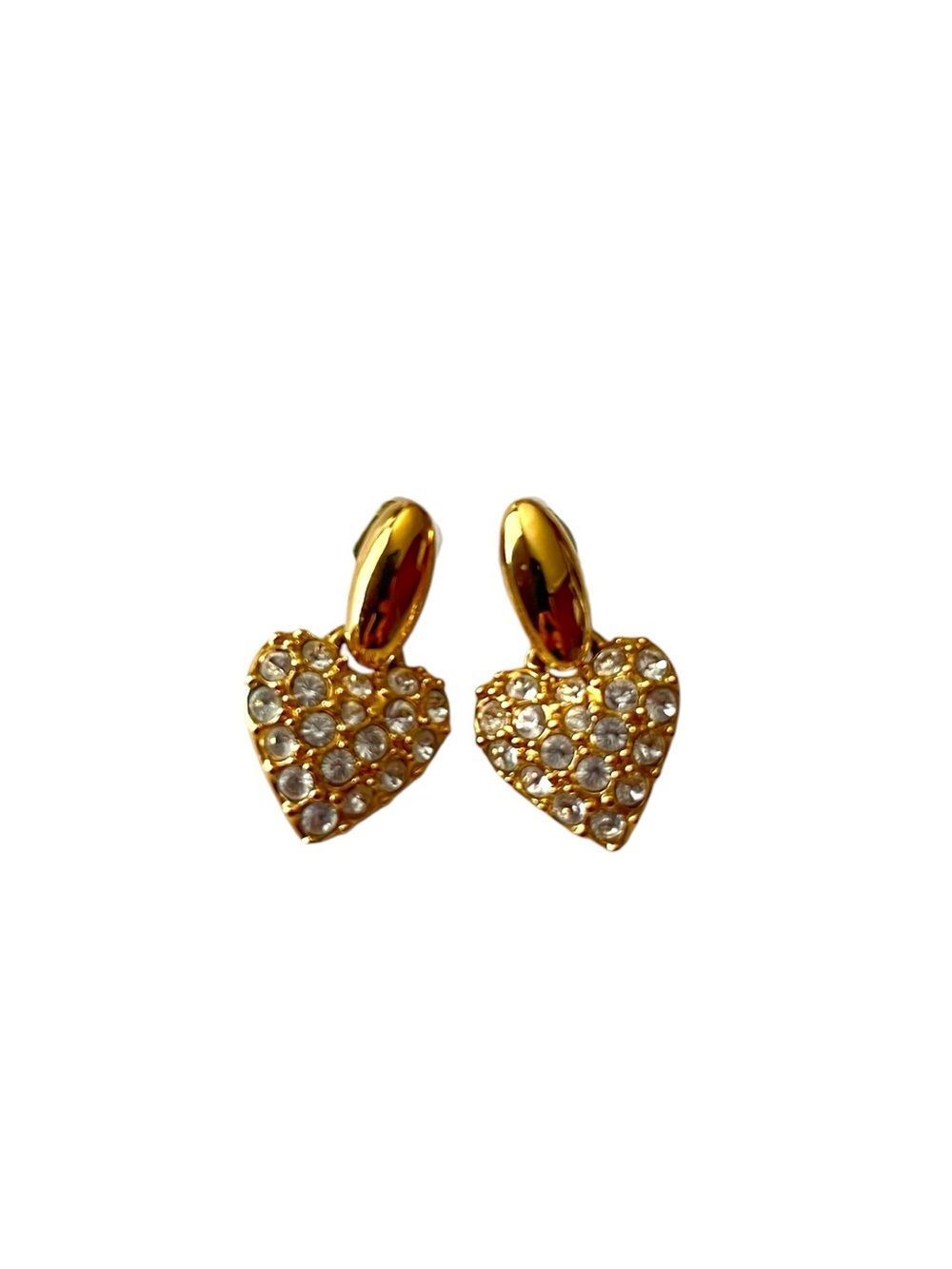 Swarovski Heart Pave Crystal Drop Earrings